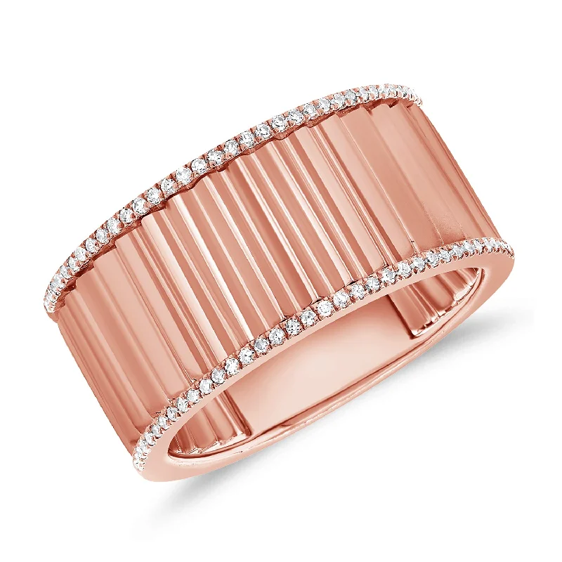 Engagement Rings with Moissanite-14K Rose Gold Diamond Fluted Ring