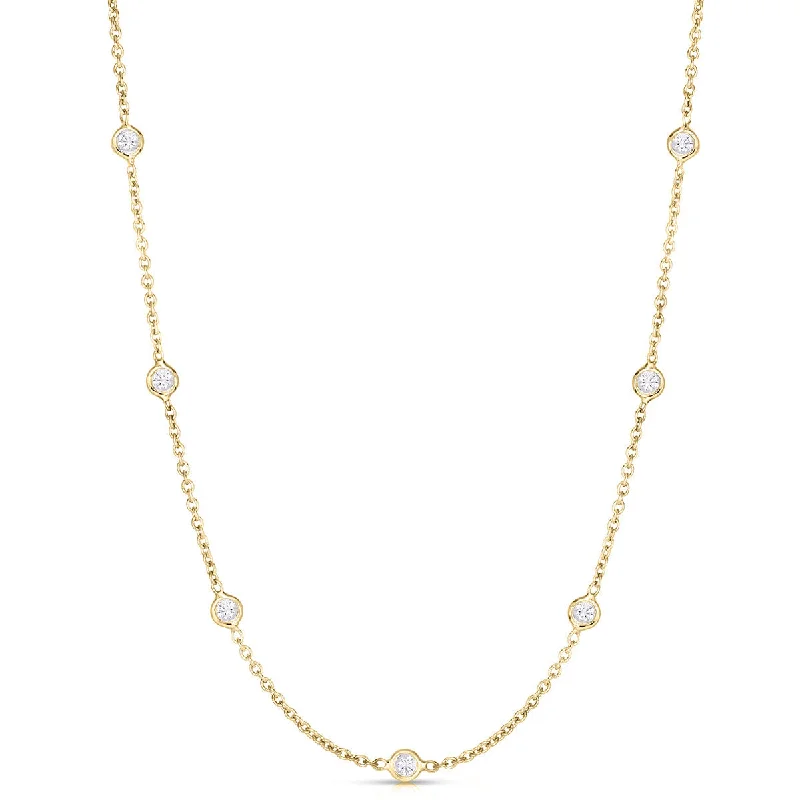 Multi-strand Necklaces-18K Gold Diamond By The Inch Station Necklace