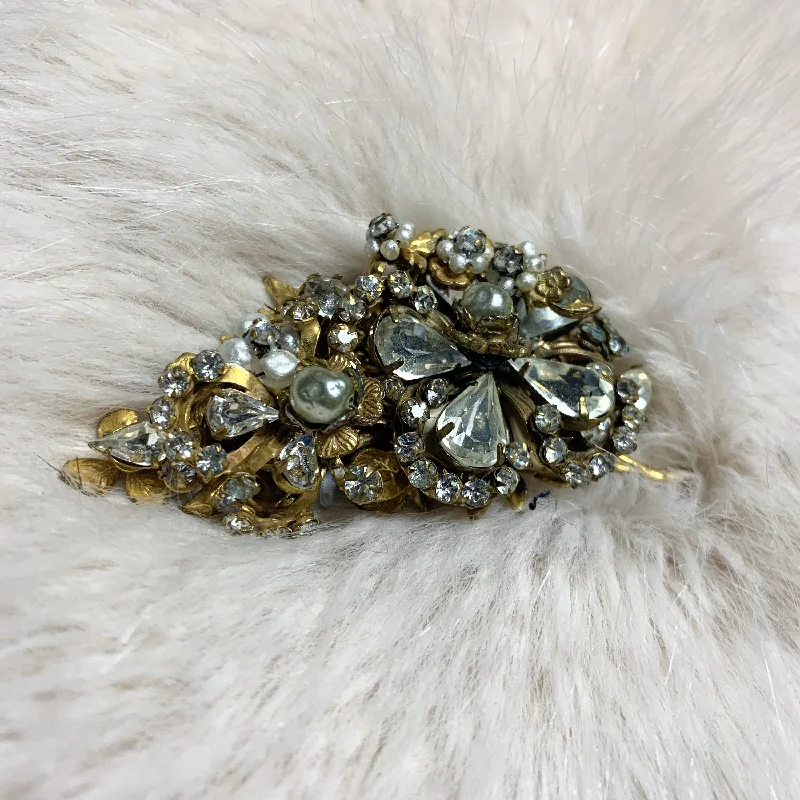 Brooch for Casual Outfits-Miriam Haskell Clear crystal vintage brooch bridal vintage wedding