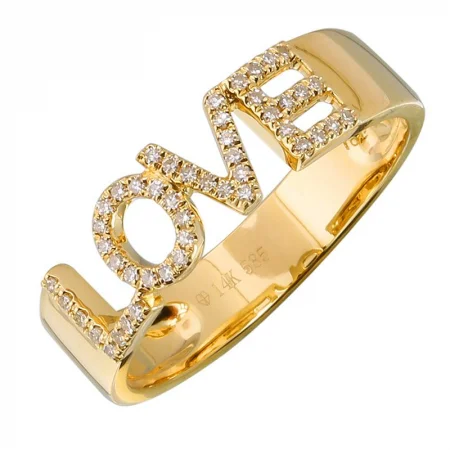 Men's Rings-14K Yellow Gold Diamond Love Ring