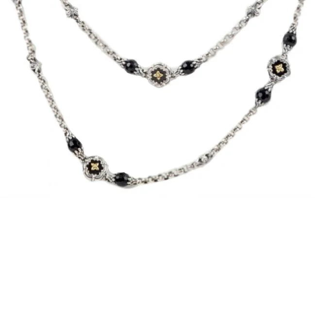 Luxury Gold Necklaces-8 Station Onyx Necklace