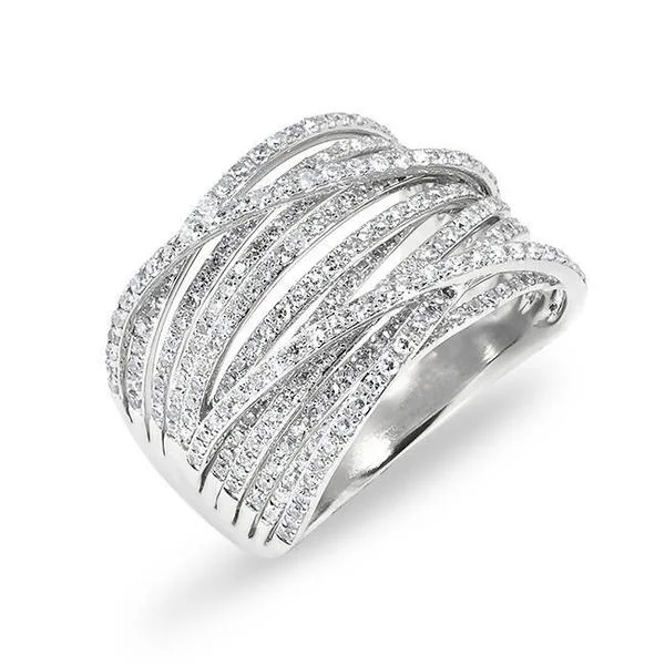 Anniversary Rings-Platinum Diamond Multi CrossOver Ring