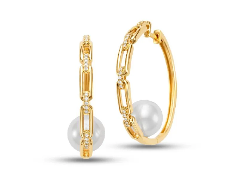 Classic Stud Earrings-AURELIA DIAMOND LINK HOOPS - LARGE