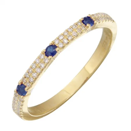 Statement Rings-14K Yellow Gold Diamond + Sapphire Stacking Ring