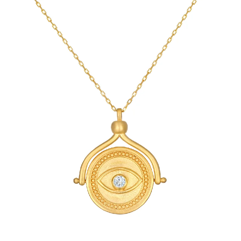 Friendship Necklaces-In Safekeeping Gold Hamsa & Eye Spinning Necklace