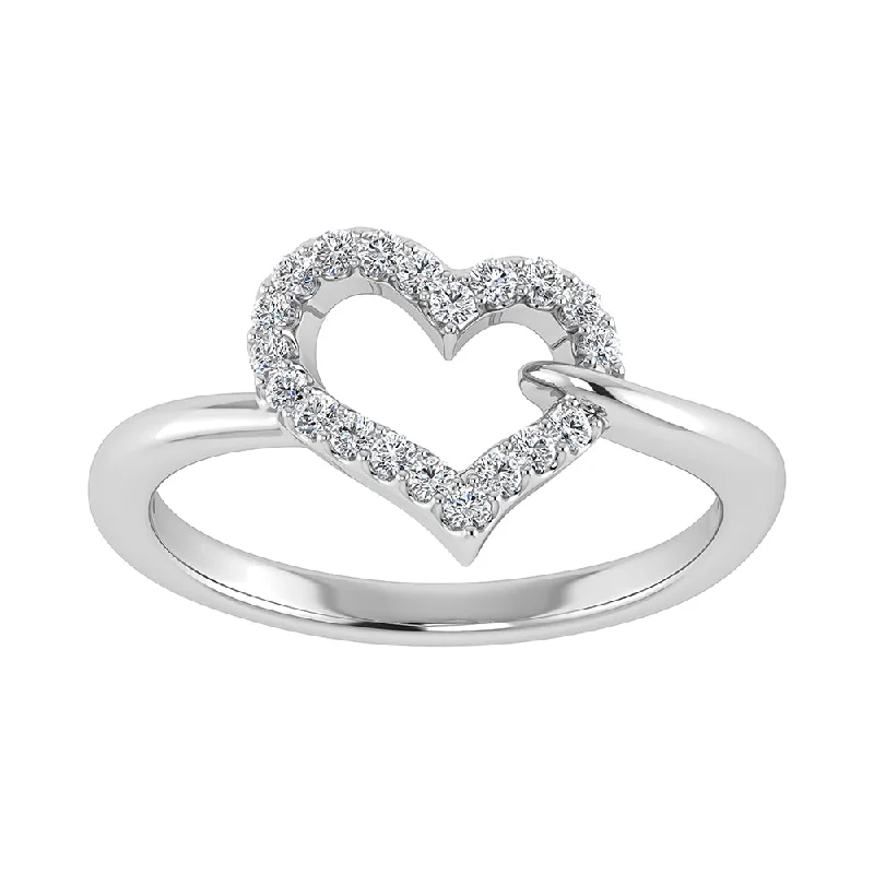 Large Ruby Rings-10K White Gold 1/6 Ct.Tw. Diamond Heart Ring