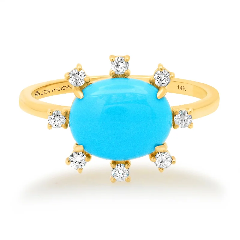 Pink Diamond Rings-AWAKEN SLEEPING BEAUTY TURQUOISE DIAMOND RING, 14kt GOLD