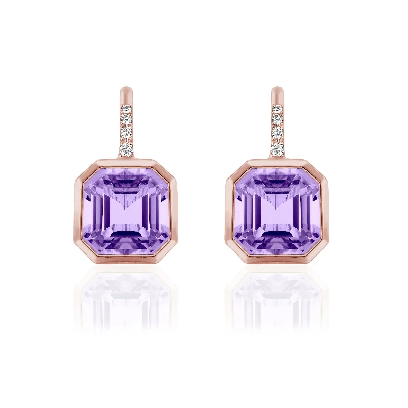 Embellished Earrings-Asscher-Cut Drop Earrings with Diamonds