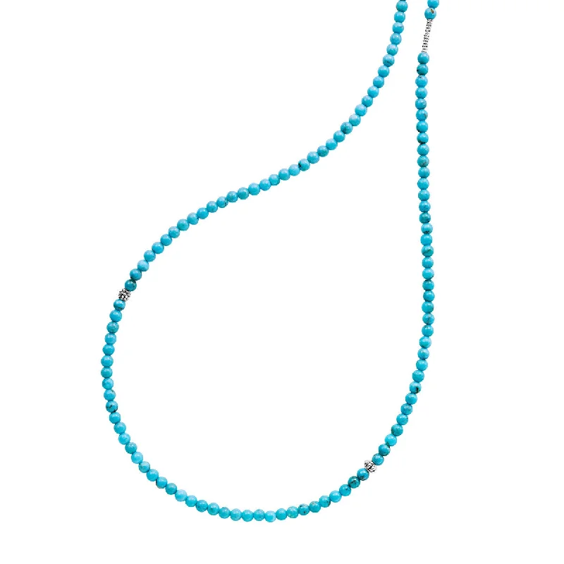 Sterling Silver Necklaces-Caviar Icon Turquoise Necklace