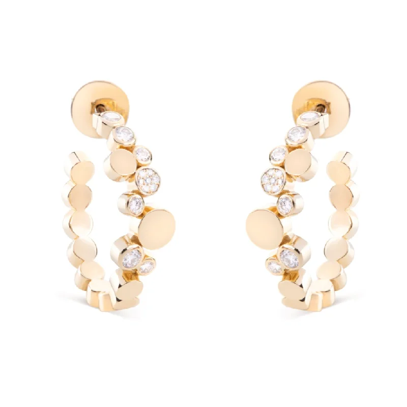 Floral Drop Earrings-Diamond Bubbles Hoop Earrings