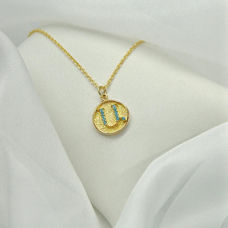 Stone Pendant Necklaces-Round Armenian Initial Necklace