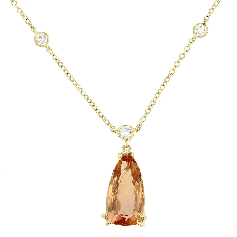 Silver Heart Pendant Necklaces-18K Yellow Gold Topaz Diamond Necklace