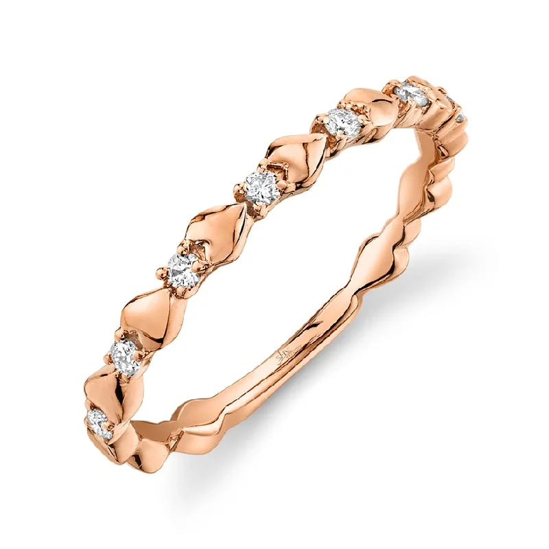 Gold Wedding Rings for Men-14K Rose Gold Diamond Lady's Hearts Band