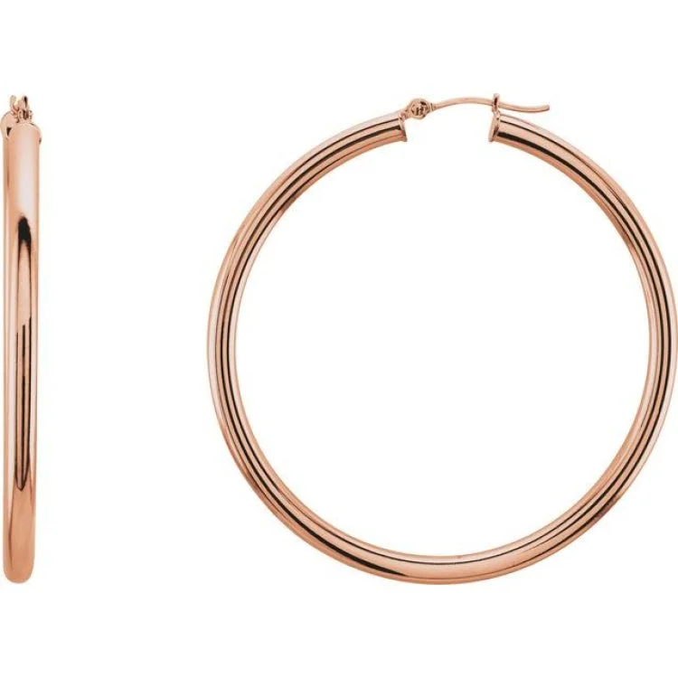 Gold Hoop Earrings-14K Rose 48 mm Tube Hoop Earrings