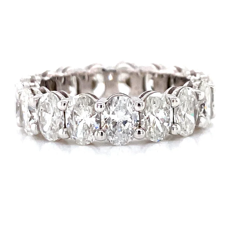 Men's Silver Rings-14K White Gold Oval Diamond Eternity Band