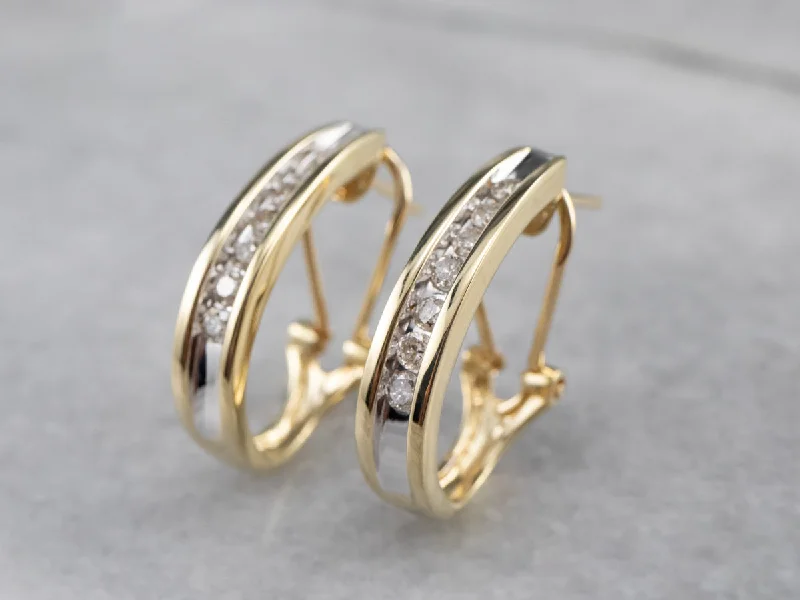 Chic Earrings-Diamond Gold Partial Hoop Earrings