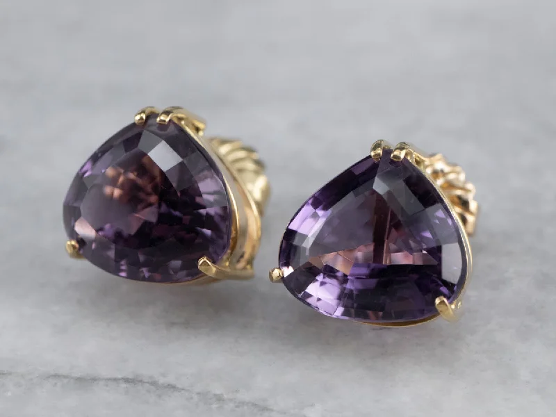 Turquoise Earrings-Amethyst Gold Statement Stud Earrings