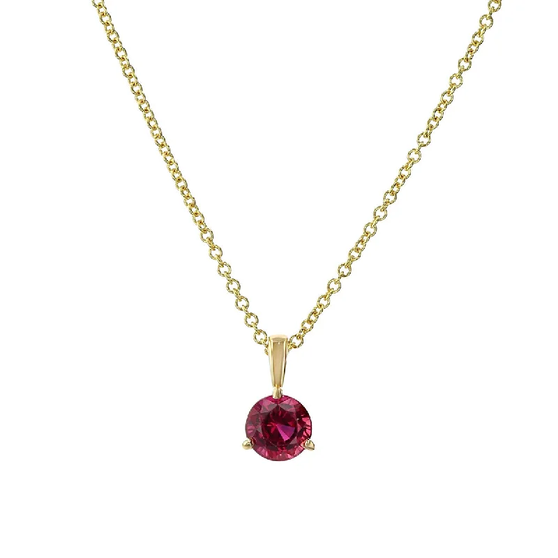 Multi-strand Necklaces-18K Yellow Gold Mozambique Ruby Pendant Necklace