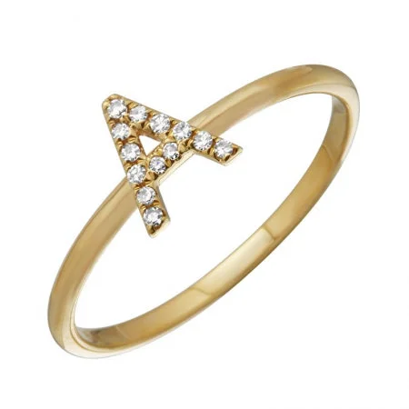 Eternity Wedding Rings-14K Yellow Gold Diamond Initial Ring