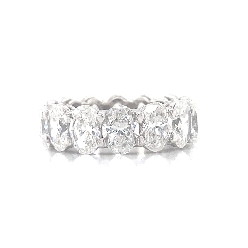 Statement Wedding Rings-Platinum Diamond Oval Cut Eternity Band