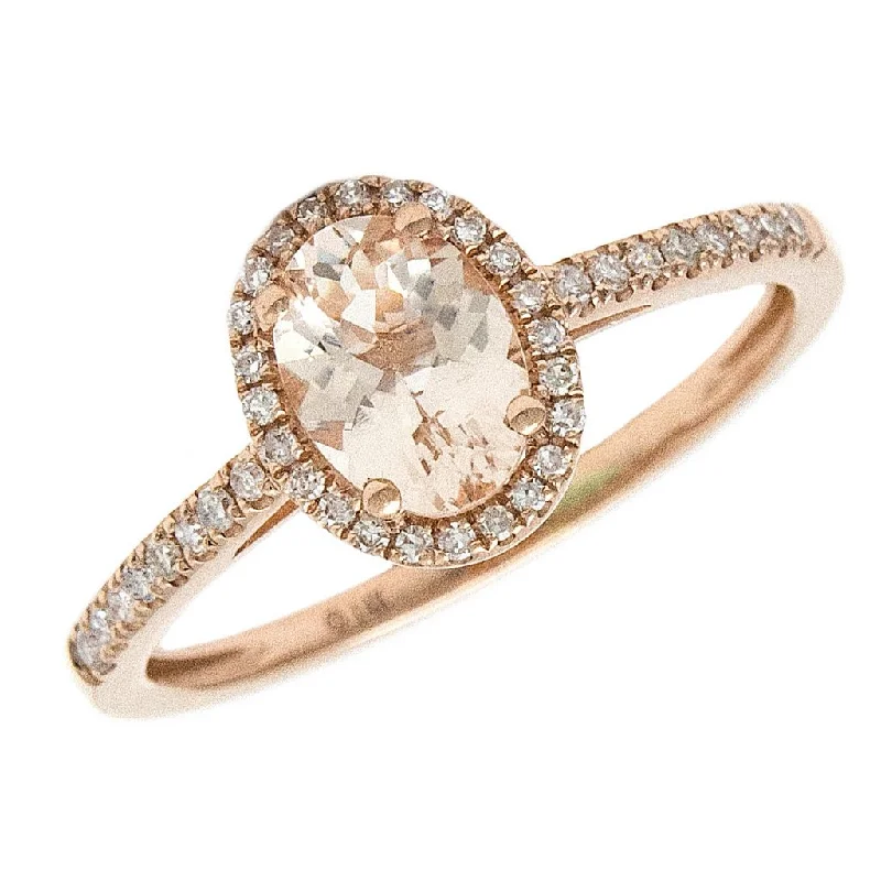 Men's Wedding Band Customization-14K Rose Gold Diamond & Morganite Oval Rings