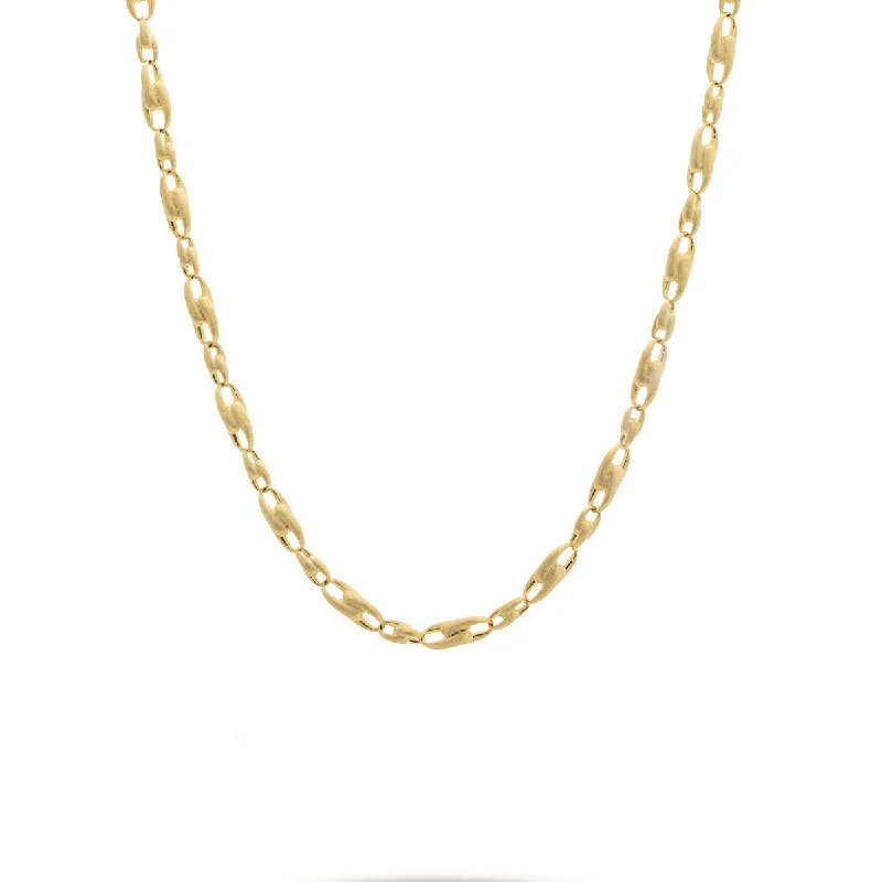 Gold Pendant Necklaces-18K Yellow Gold Alternating Link Chain Necklace