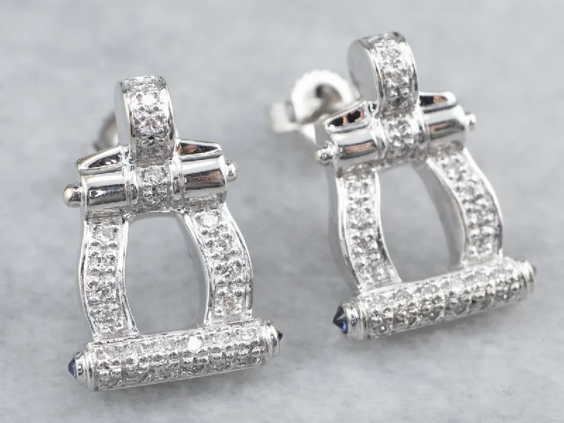 Personalized Earrings-Diamond 18K White Gold Drop Earrings