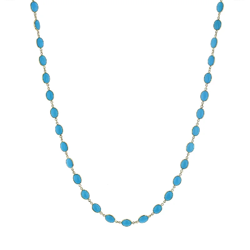 Twisted Gold Necklaces-24-Inch Turquoise Bead Link Sleeping Beauty Necklace