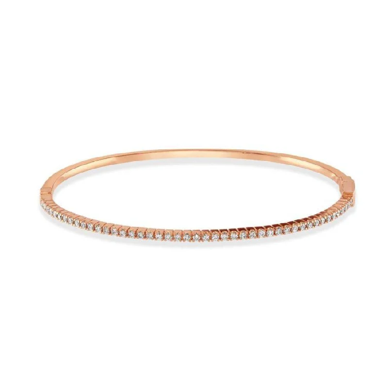 Open Bangles-0.59ct Claw Set Round Brilliant Cut Diamond 18ct Rose Gold Bangle