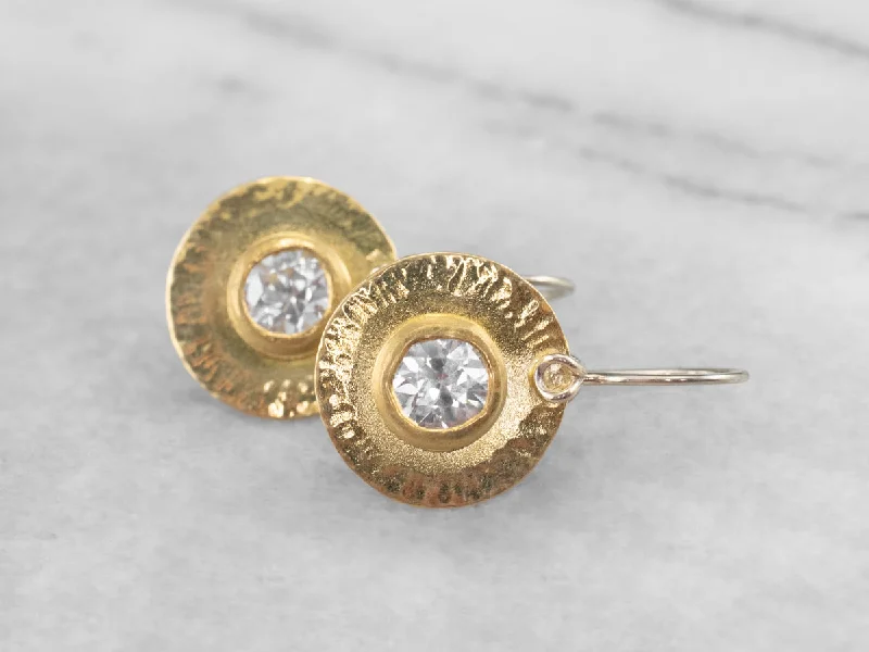 Luxurious Gold Earrings-22K Gold White Zircon Drop Earrings