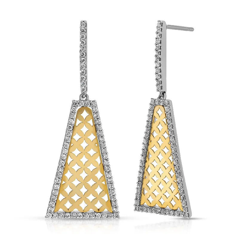 Iridescent Earrings-Tri-Shape Dangle Earrings with Diamonds