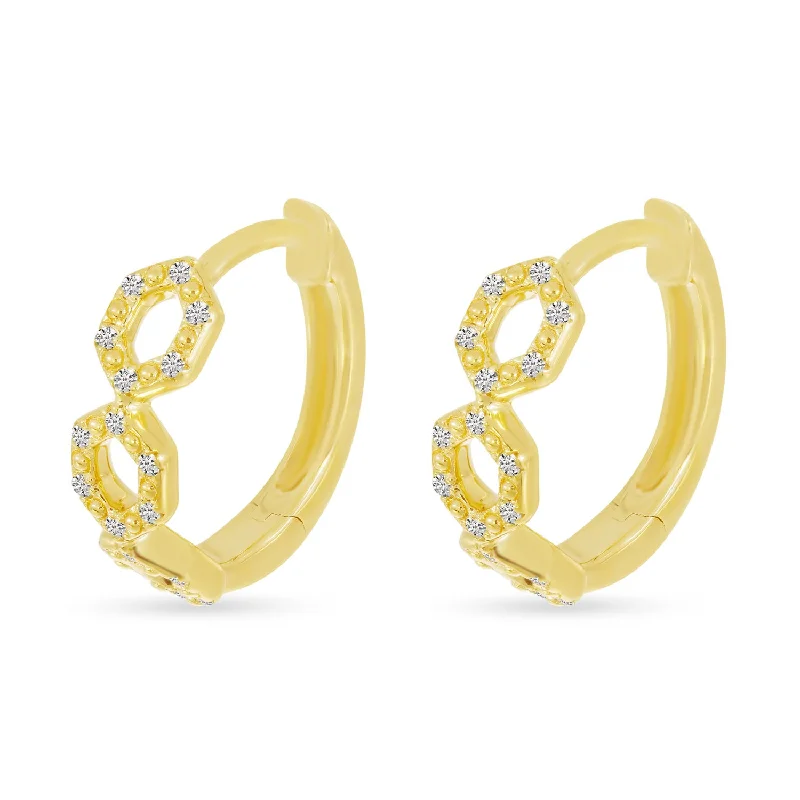 Heart-shaped Earrings-14K Yellow Gold Diamond Geometric Huggie Earrings E10995