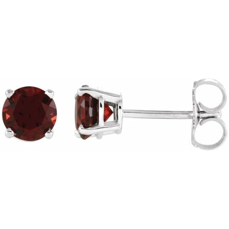 Clear Crystal Earrings-14K White 5 mm Natural Mozambique Garnet Stud Earrings