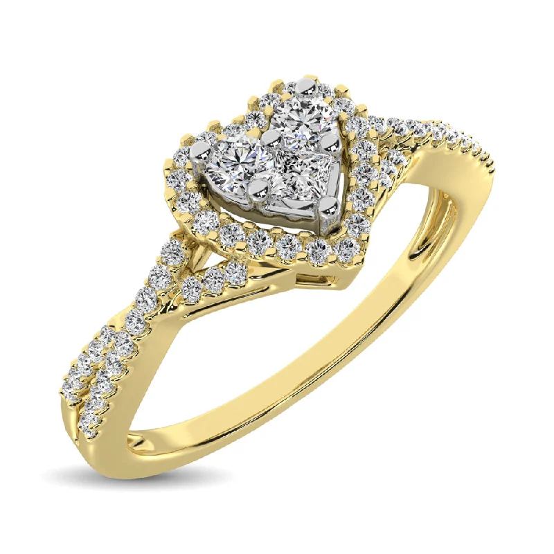 Geometric Engagement Rings-10K Yellow Gold 1/4 Ct.Tw. Diamond Heart Ring