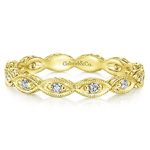 Large Ruby Rings-14K Yellow Gold Diamond Eternity Stackable Band