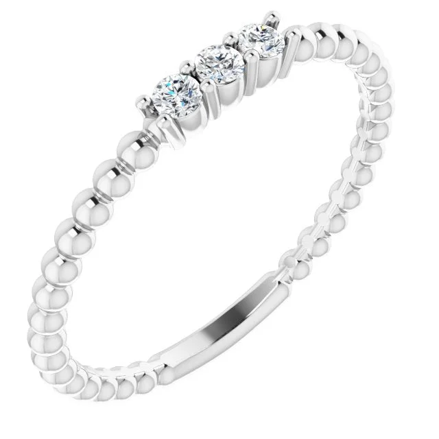 Promise Rings-14K White Gold Diamond Beaded Ring