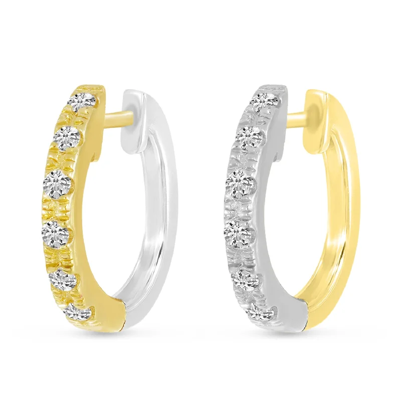 Transparent Earrings-14K Yellow Gold & White Gold Diamond Reversible Huggie Earrings E11021TT