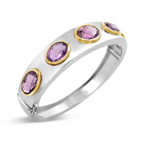 Multi-colored Bangles-Oval Amethyst Bangle Bracelet