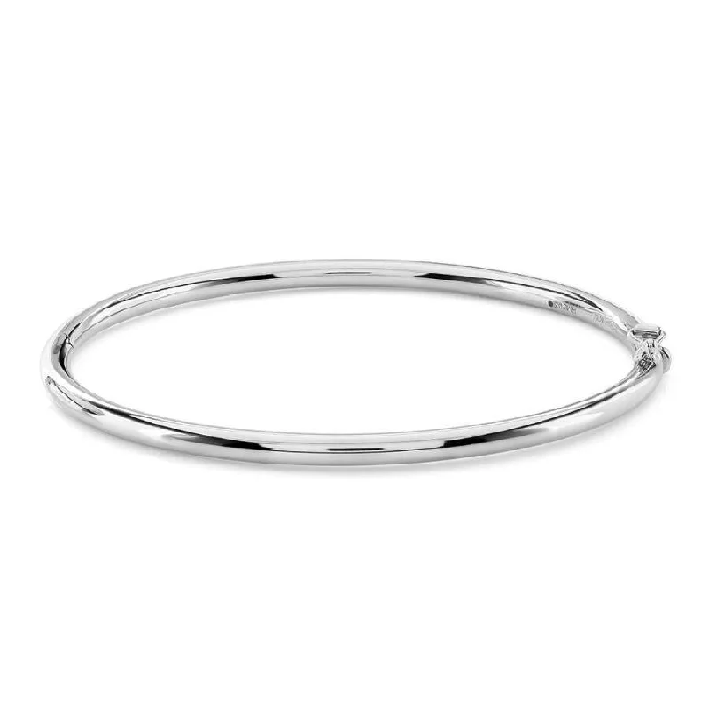 Gold Chain Bangles-9ct White Gold Polished Solid Gold Bangle