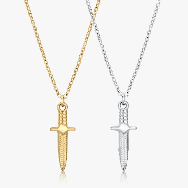 Designer Gold Chain Necklaces-Dagger Pendant Necklace (Unisex)