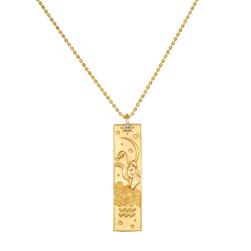 Trendy Pendant Necklaces-Story of Aquarius Zodiac Necklace