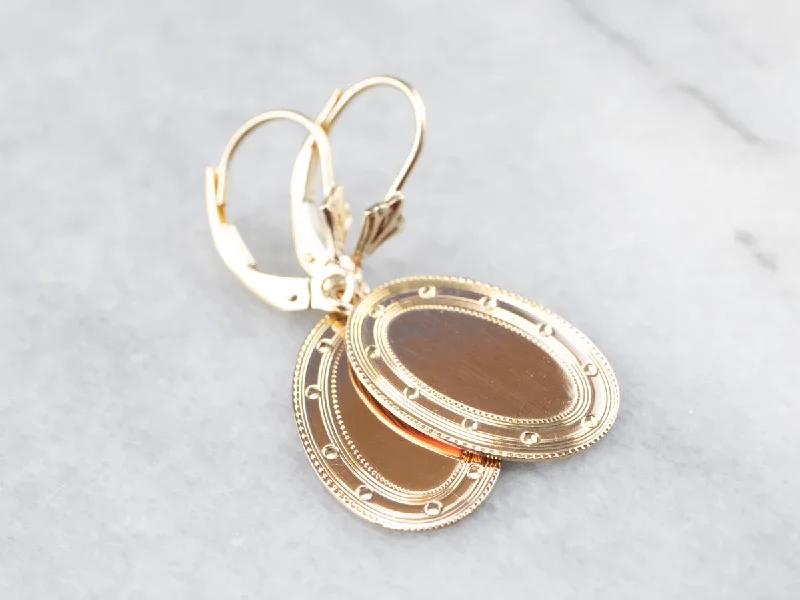 Clear Hoop Earrings-Vintage Gold Cufflink Drop Earrings