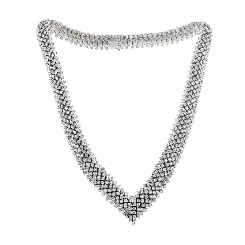 Sterling Silver Necklaces-49.00-Carat Diamond 14K White Gold V Necklace