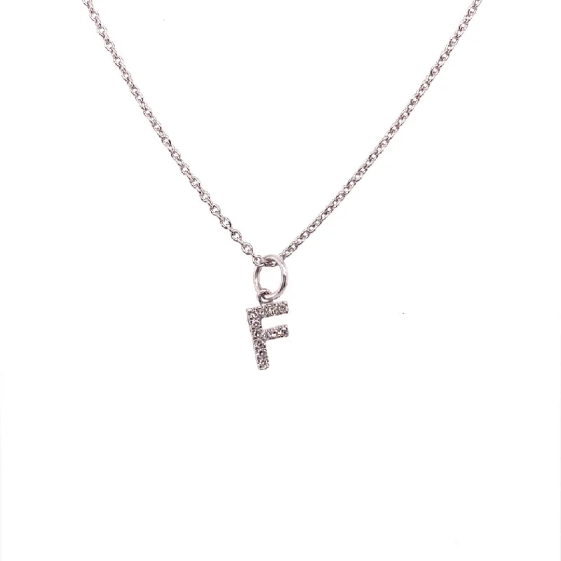 Simple Necklaces-0.04 Carat Diamond Initial "F" Necklace 14K White Gold