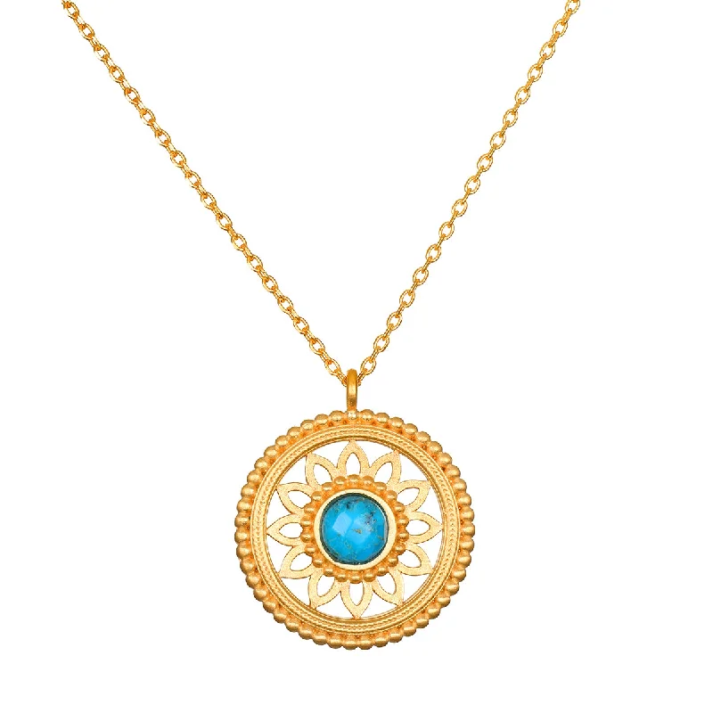 Chunky Chain Necklaces-Nurture Intuition Turquoise Mandala Necklace