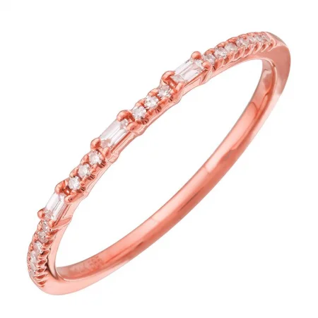 Pink Gold Rings-14K Rose Gold Diamond Stackable Band