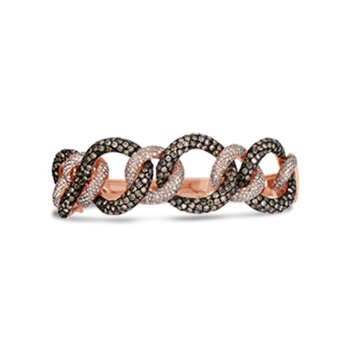 White Gold Bangles-Brown & White Diamond Bangle Bracelet