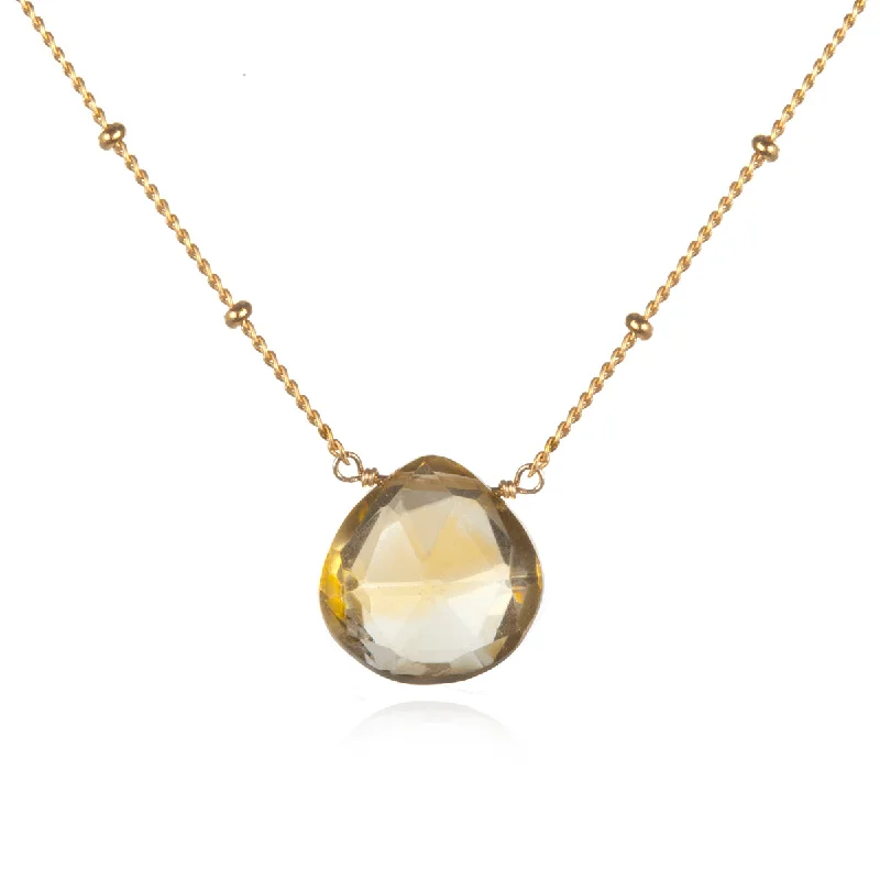 Faux Diamond Necklaces-Brighter Than Sunshine Citrine Necklace