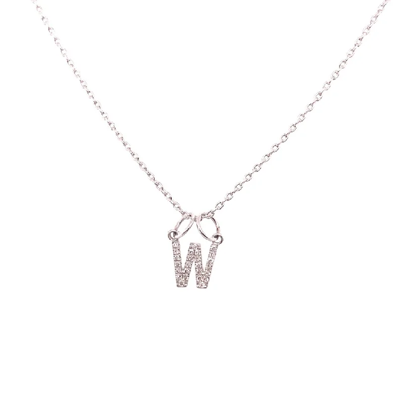 Chic Necklaces-0.05 Carat Diamond Initial "W" Necklace 14K White Gold