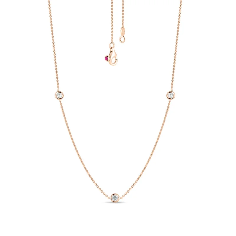 High-quality Silver Necklaces-18K Gold Necklace with 3 Diamond Stations